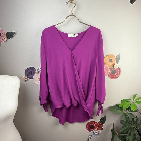 Everleigh V-Neck Long Sleeve Blouse - Size - XS - Picture 1 of 5